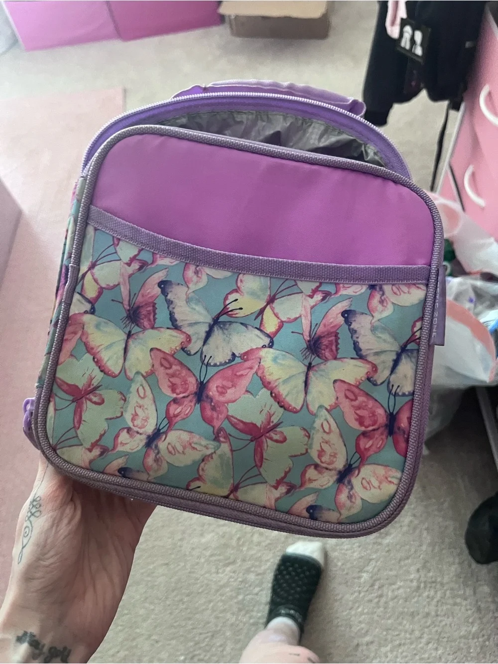 Purple Butterfly Lunch Bag